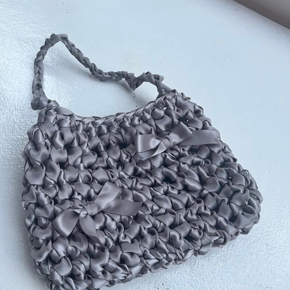 Ribbon crochet bag